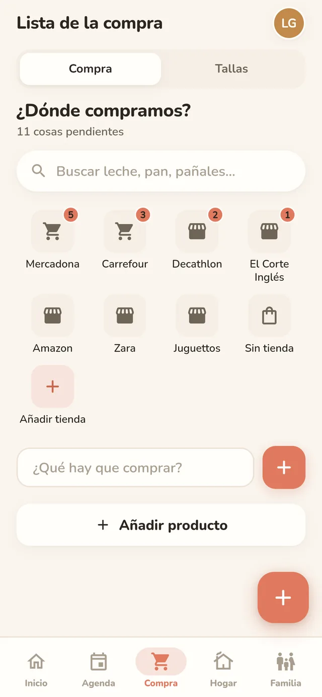 Lista de la compra organizada por tienda